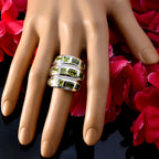 Peridot multiple Italian Sterling Silver Green Gems Chunky Cocktail Ring Jewellery