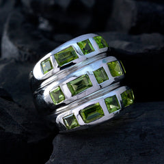 Peridot multiple Italian Sterling Silver Green Gems Chunky Cocktail Ring Jewellery