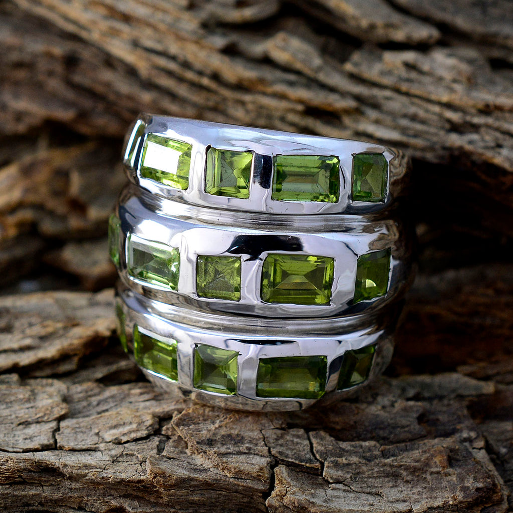Peridot multiple Italian Sterling Silver Green Gems Chunky Cocktail Ring Jewellery