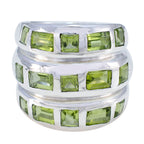 Peridot multiple Italian Sterling Silver Green Gems Chunky Cocktail Ring Jewellery