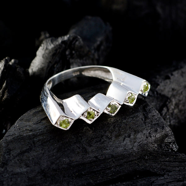 Peridot Penta Indian 925 Silver Green Gems Mid weight Artisan Ring Jewelry