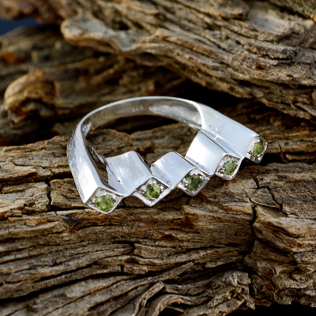 Peridot Penta Indian 925 Silver Green Gems Mid weight Artisan Ring Jewelry