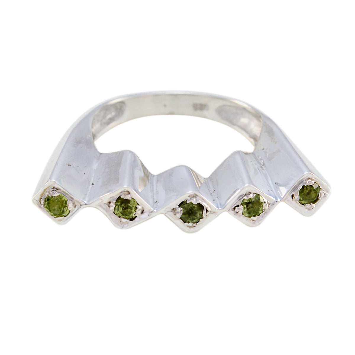 Peridot Penta Indian 925 Silver Green Gems Mid-weight Artisan Ring Jewelry Второстепенное изображение товара