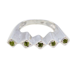 Peridot Penta Indian 925 Silver Green Gems Mid weight Artisan Ring Jewelry