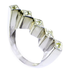 Peridot Penta Indian 925 Silver Green Gems Mid weight Artisan Ring Jewelry