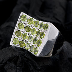 Peridot multiple German Sterling Silver Green Gems Chunky Cocktail Ring Jewellery