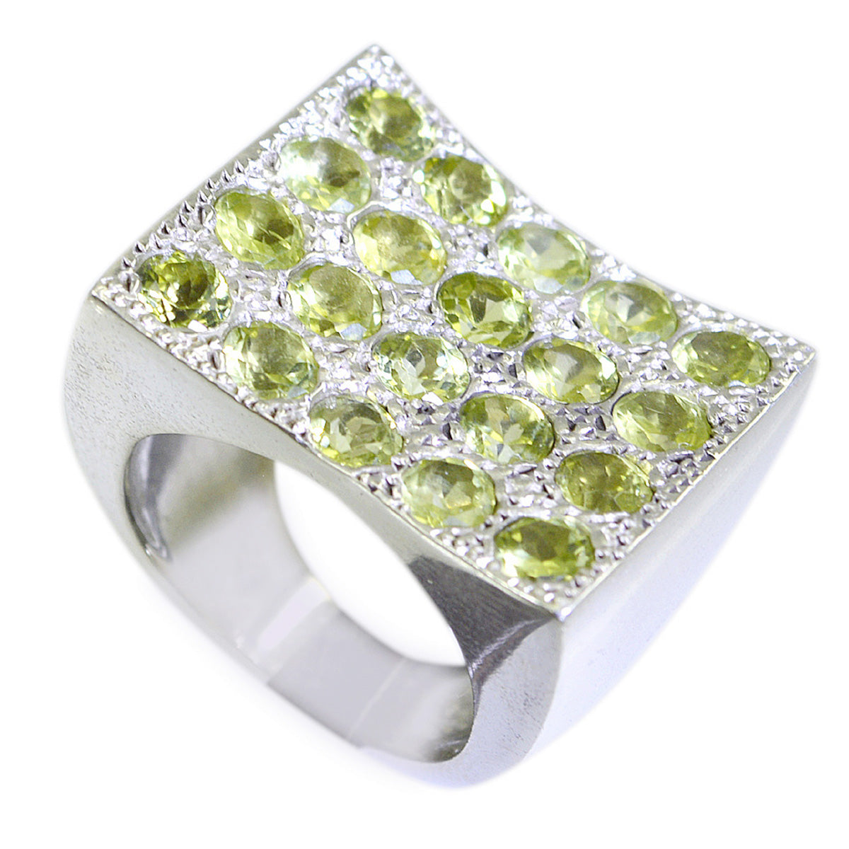 Peridot multiple German Sterling Silver Green Gems Chunky Cocktail Ring Jewellery Главное изображение товара