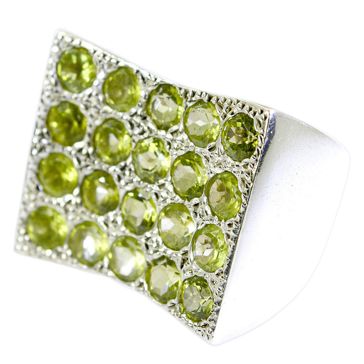 Peridot multiple German Sterling Silver Green Gems Chunky Cocktail Ring Jewellery Второстепенное изображение товара