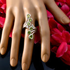 Peridot Hexa Indian Sterling Silver Green Gems Versatile Contemporary Ring Jewelry