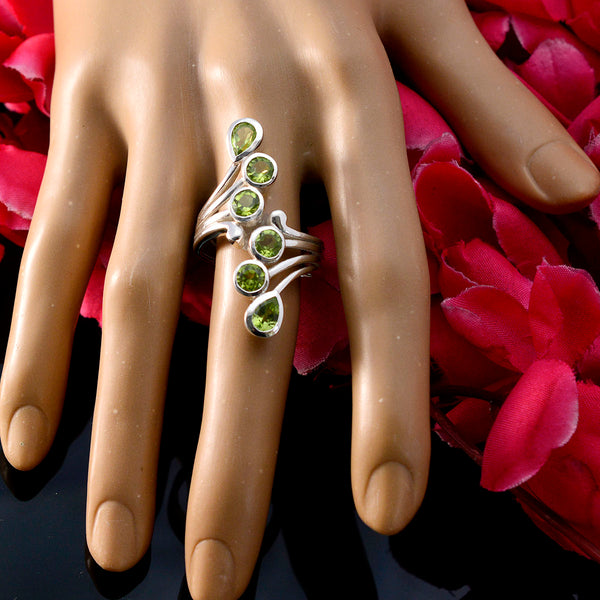 Peridot Hexa Indian Sterling Silver Green Gems Versatile Contemporary Ring Jewelry