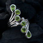 Peridot Hexa Indian Sterling Silver Green Gems Versatile Contemporary Ring Jewelry