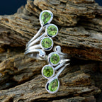 Peridot Hexa Indian Sterling Silver Green Gems Versatile Contemporary Ring Jewelry