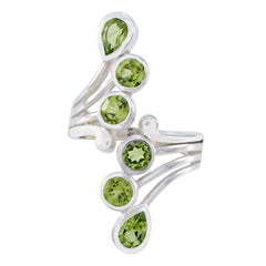 Peridot Hexa Indian Sterling Silver Green Gems Versatile Contemporary Ring Jewelry