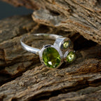 Peridot Trilogy American Sterling Silver Green Gemstones Dainty Boho Ring Jewelry