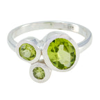 Peridot Trilogy American Sterling Silver Green Gemstones Dainty Boho Ring Jewelry