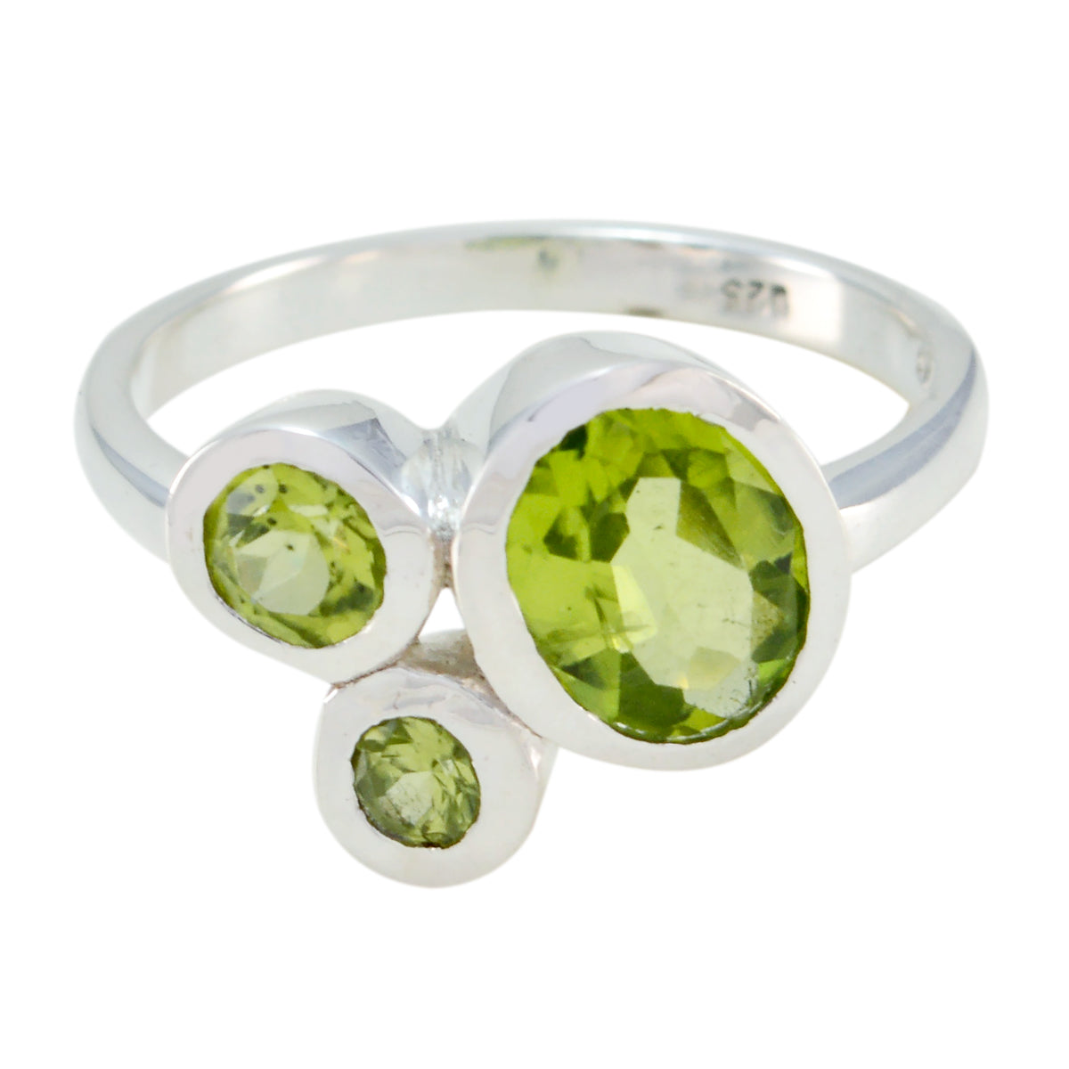 Peridot Trilogy American Sterling Silver Green Gemstones Dainty Boho Ring Jewelry