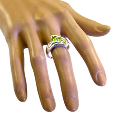 Peridot Trilogy French 925 Silver Green Gemstones Tiny Artisan Ring Jewelry