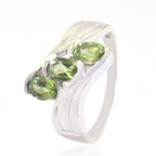 Peridot Trilogy French 925 Silver Green Gemstones Tiny Artisan Ring Jewelry