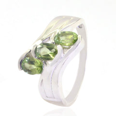 Peridot Trilogy French 925 Silver Green Gemstones Tiny Artisan Ring Jewelry