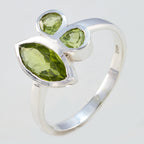 Peridot Trilogy French Sterling Silver Green Gemstones Slim Romantic Ring Jewellery