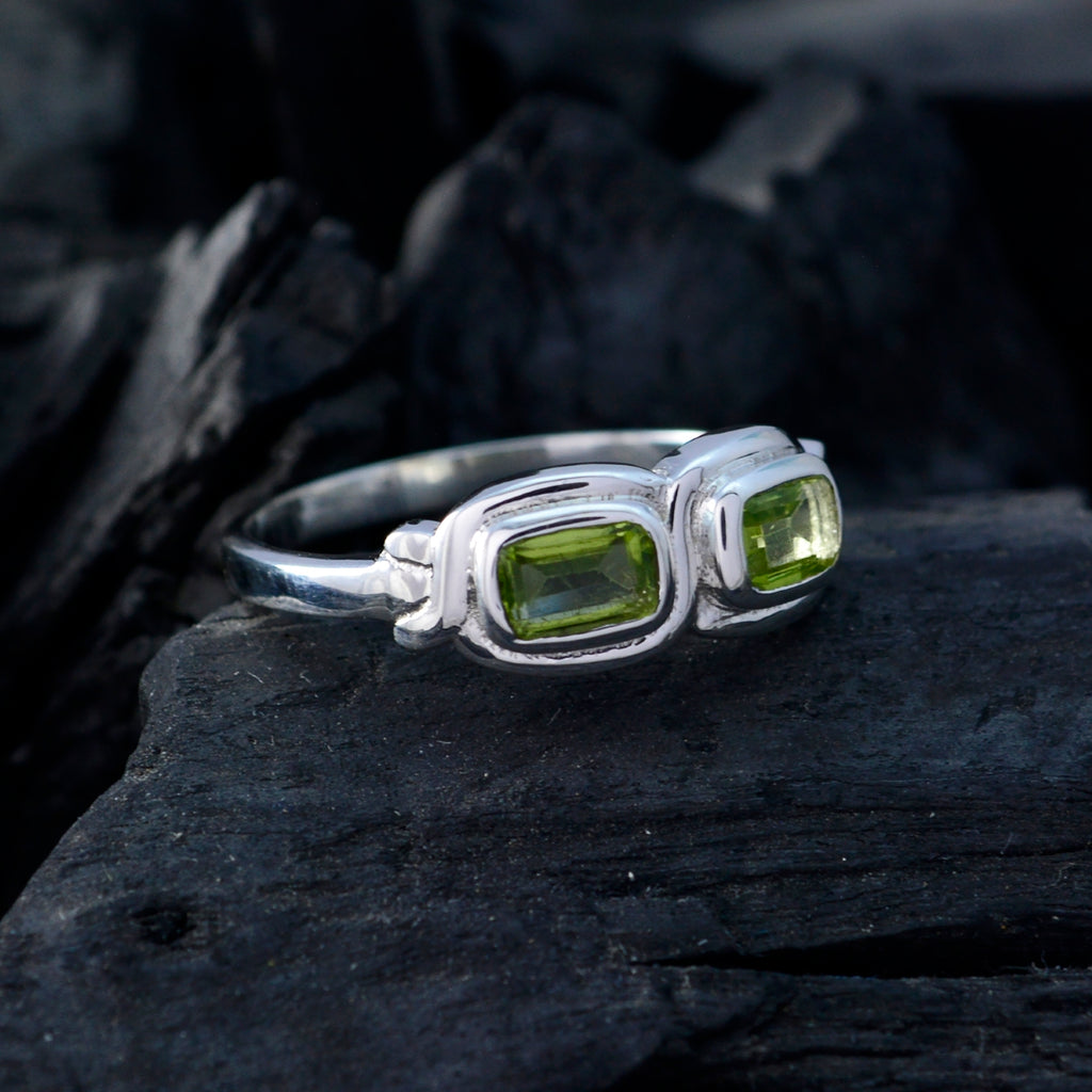 Peridot Toi et Moi Moroccan 92.5 Silver Green Gemstone Featherlight Trendy Ring Jewellery