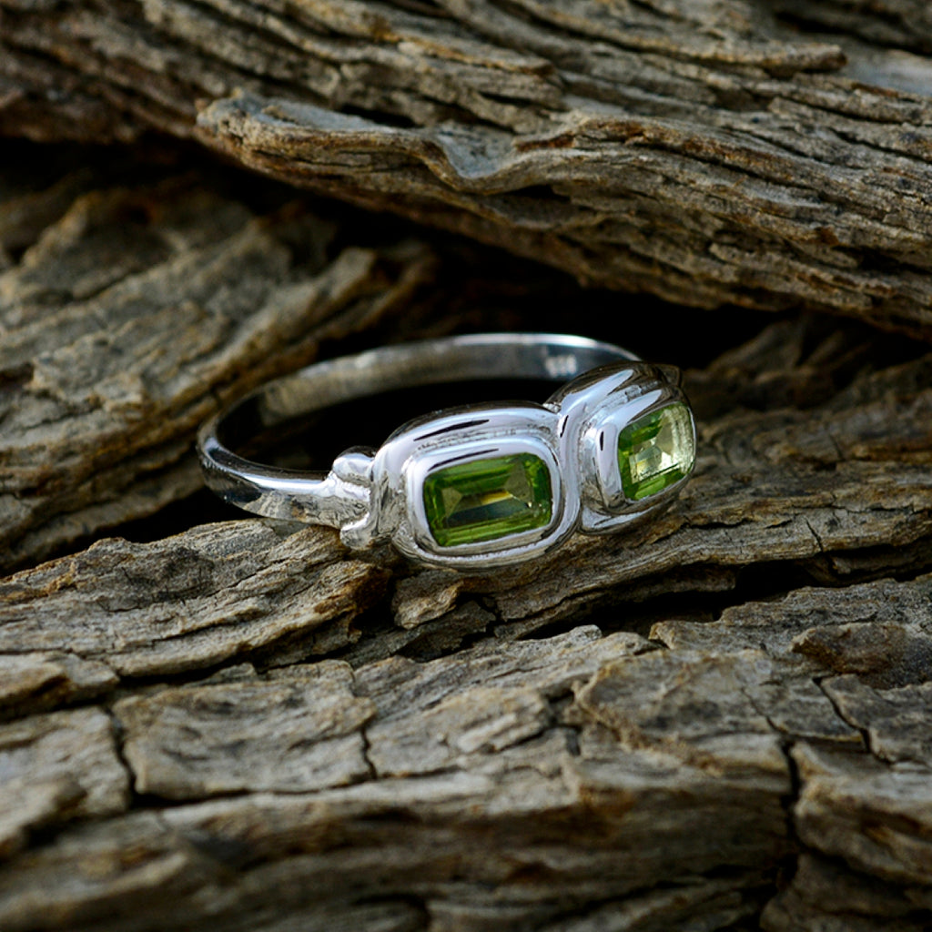 Peridot Toi et Moi Moroccan 92.5 Silver Green Gemstone Featherlight Trendy Ring Jewellery