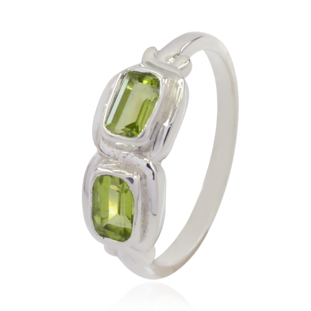 Peridot Toi et Moi Moroccan 92.5 Silver Green Gemstone Featherlight Trendy Ring Jewellery