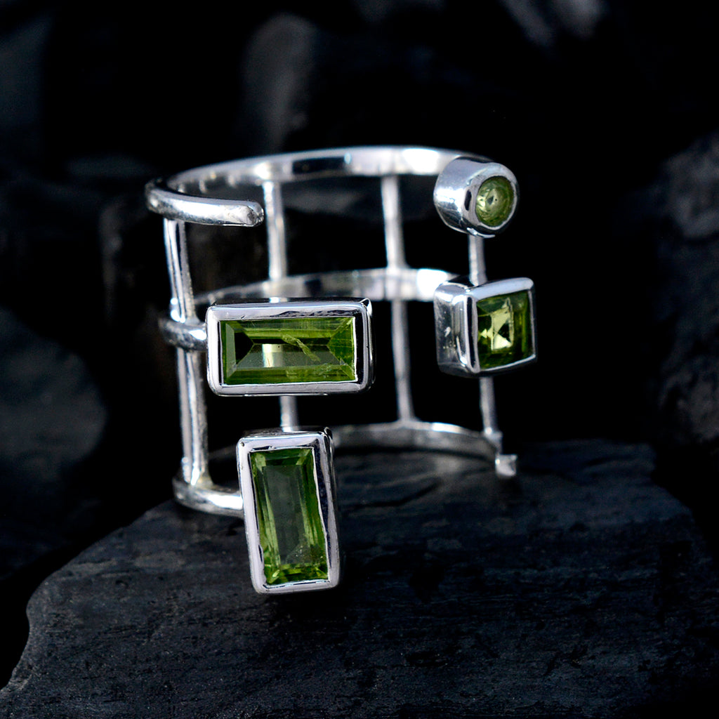 Peridot quarter Moroccan 925 Silver Green Gems Mid weight Signet Ring Jewelry
