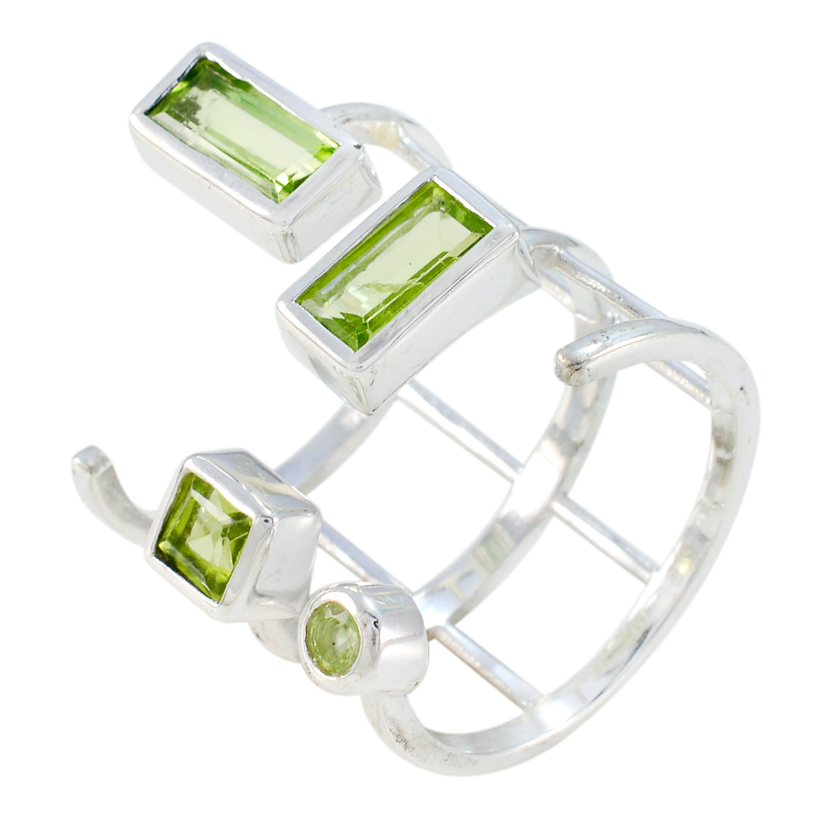 Peridot quarter Moroccan 925 Silver Green Gems Mid weight Signet Ring Jewelry メイン画像