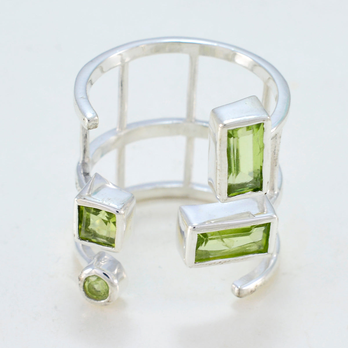 Peridot quarter Moroccan 925 Silver Green Gems Mid weight Signet Ring Jewelry