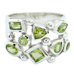 Peridot multiple Russian 92.5 Silver Green Gems Eye catching Abstract Ring Jewelry
