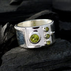 Peridot quarter African 925 Sterling Silver Green Gems Versatile Abstract Band Jewelry