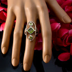 Peridot Trilogy Egyptian 92.5 Silver Green Gemstone Slim Modern Ring Jewelry
