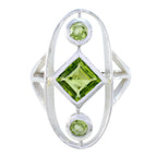 Peridot Trilogy Egyptian 92.5 Silver Green Gemstone Slim Modern Ring Jewelry