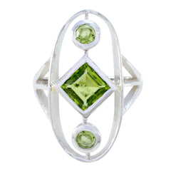 Peridot Trilogy Egyptian 92.5 Silver Green Gemstone Slim Modern Ring Jewelry