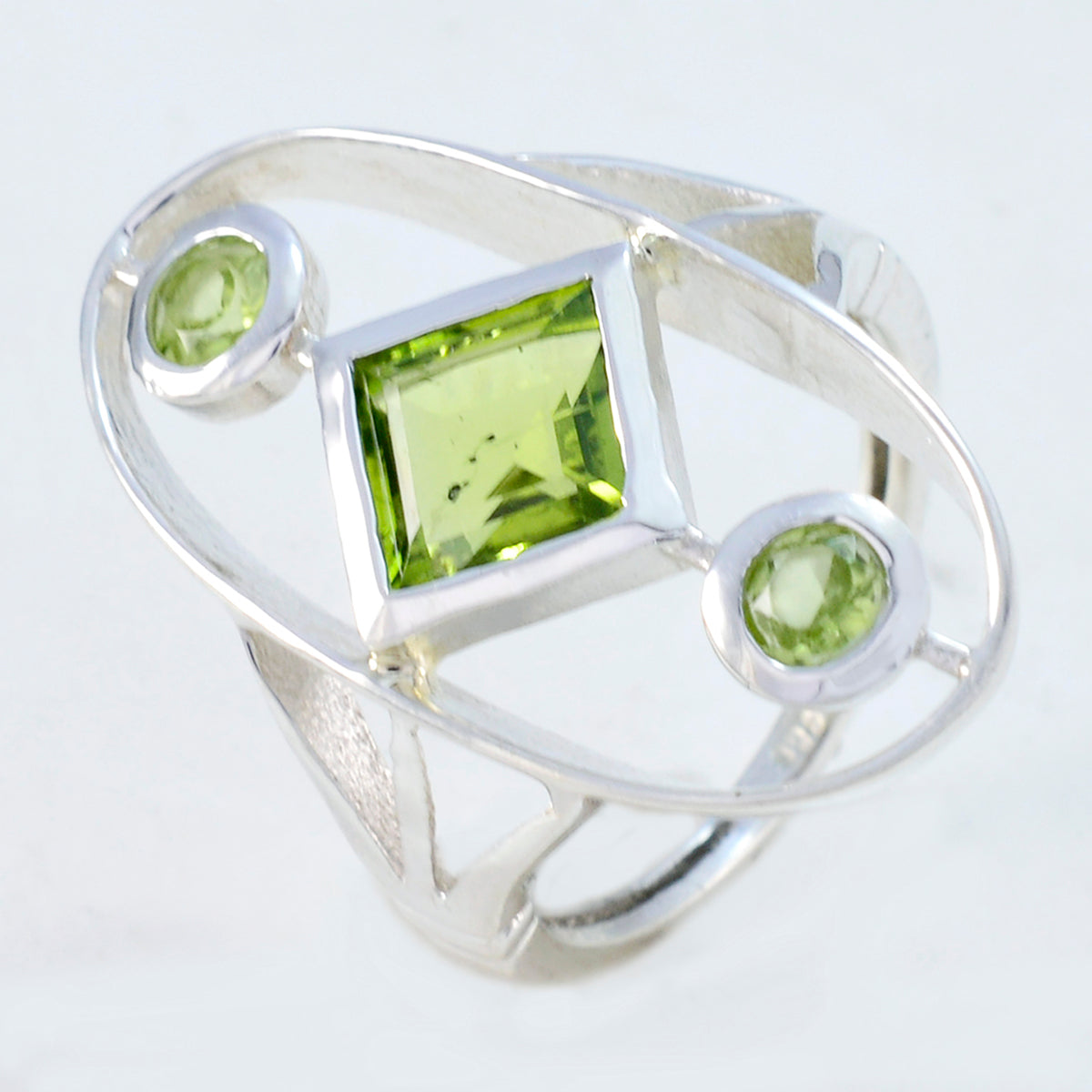 Peridot Trilogy Egyptisk 92.5 Silver Grön Ädelsten Smal Modern Ring Smycken Sekundär produktbild