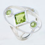 Peridot Trilogy Egyptian 92.5 Silver Green Gemstone Slim Modern Ring Jewelry