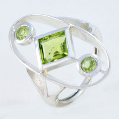 Peridot Trilogy Egyptian 92.5 Silver Green Gemstone Slim Modern Ring Jewelry