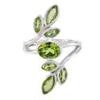 Peridot Hepta Moroccan Sterling Silver Green Gemstones Classic Leafy Ring Jewellery
