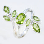 Peridot Hepta Moroccan Sterling Silver Green Gemstones Classic Leafy Ring Jewellery