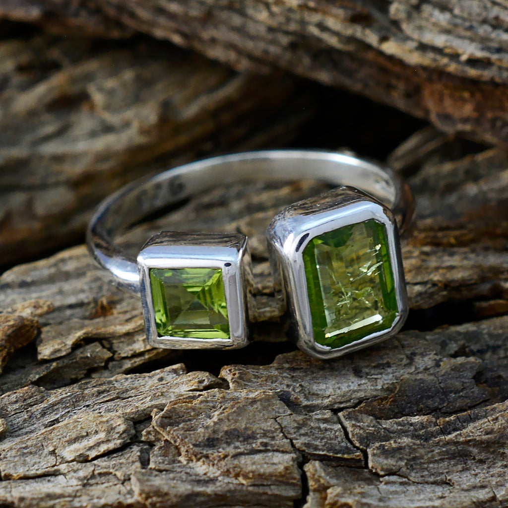 Peridot Toi et Moi Moroccan Sterling Silver Green Gems Featherlight Abstract Ring Jewellery