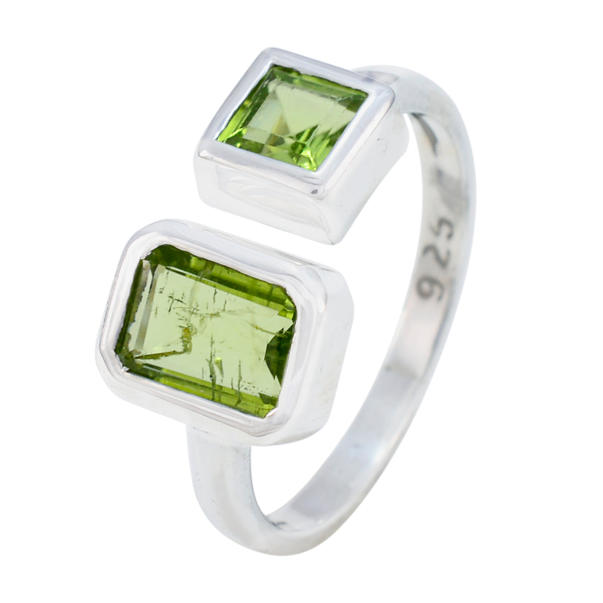 Peridot Toi et Moi Moroccan Sterling Silver Green Gems Featherlight Abstract Ring Jewellery Secondary image