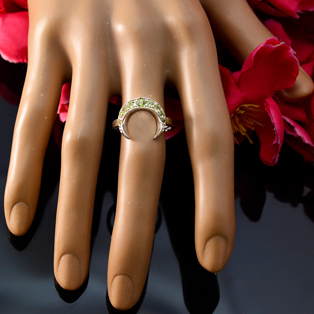Peridot multiple Korean 925 Silver Green Gemstones Whisper thin Graceful Ring Jewelry