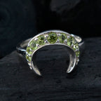 Peridot multiple Korean 925 Silver Green Gemstones Whisper thin Graceful Ring Jewelry