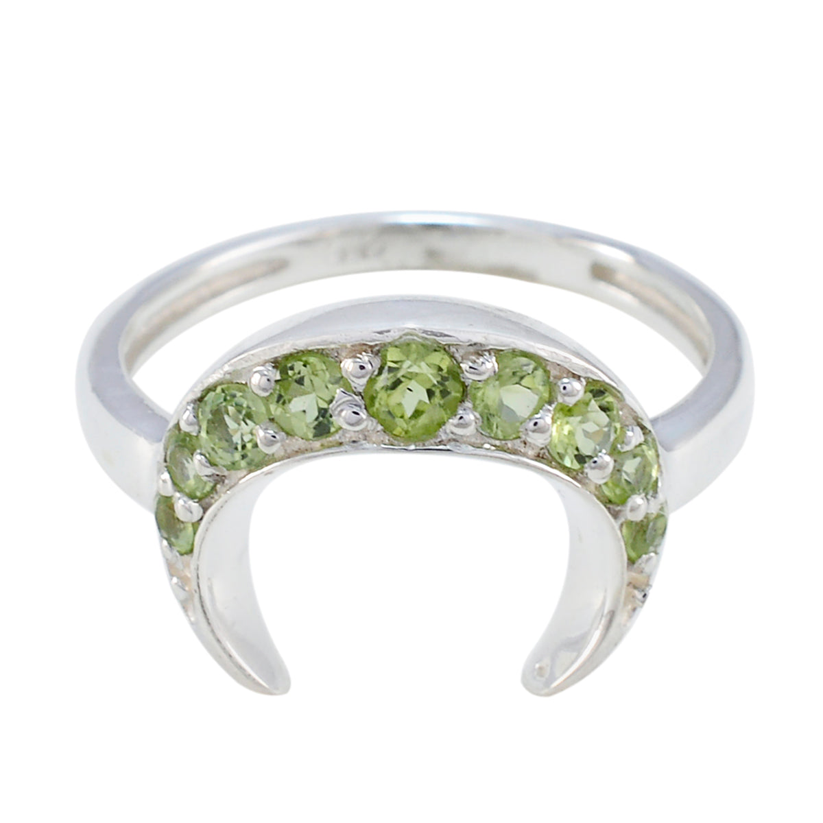 Peridot multiple Korean 925 Silver Green Gemstones Whisper thin Graceful Ring Jewelry