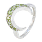 Peridot multiple Korean 925 Silver Green Gemstones Whisper thin Graceful Ring Jewelry