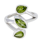 Peridot Trilogy Egyptian 92.5 Silver Green Gems Mid weight Signet Ring Jewelry