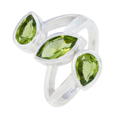 Peridot Trilogy Egyptian 92.5 Silver Green Gems Mid weight Signet Ring Jewelry