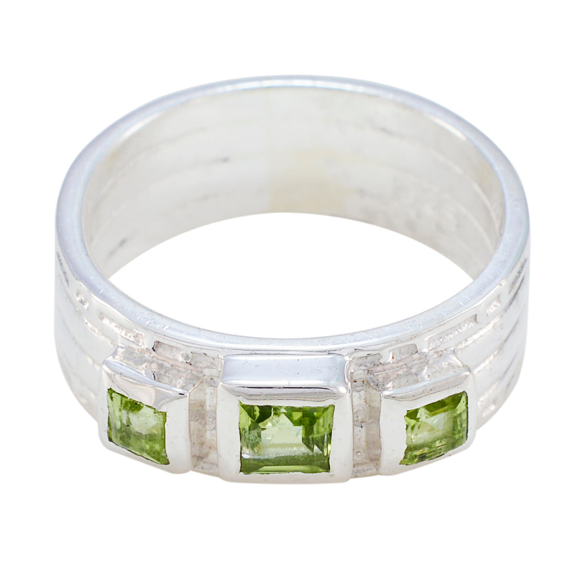 Peridot Trilogy Russian Silver Green Gems Eye catching Boho Band Jewelry