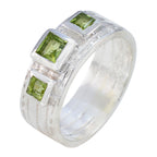 Peridot Trilogy Russian Silver Green Gems Eye catching Boho Band Jewelry